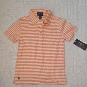 Polo by Ralph Lauren Boys Peach and White Striped Polo